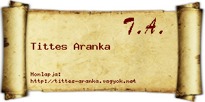 Tittes Aranka névjegykártya